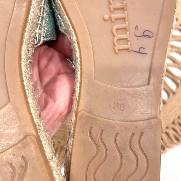 Anthropologie Mint + Rose Blue Metallic Slide Sandals EU 38 - Picture 6 of 9